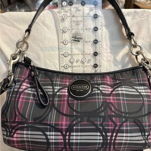 Coach Tartan Poppy Shoulder Bag w/Removable Canvas Crossbody Strap